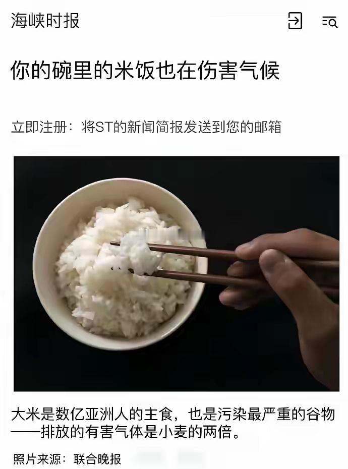 神人坡县的神金《海峡时报》称大米是“污染最严重的谷物”，亚洲人主食米饭伤害气候。