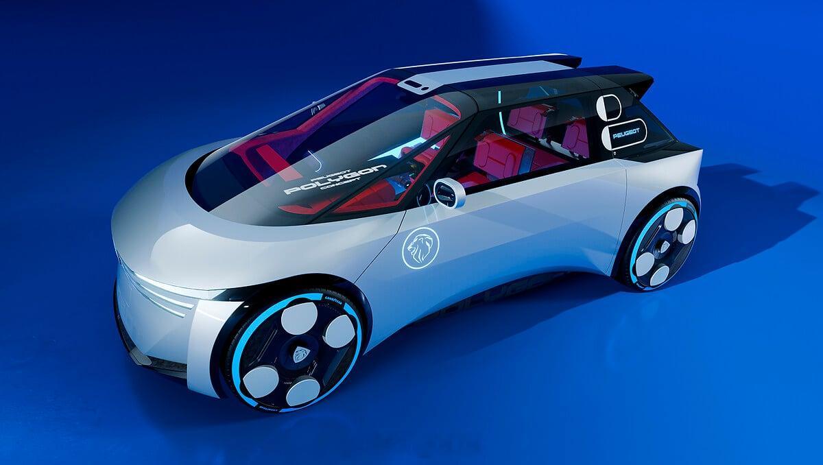 标致全新概念车POLYGON（多边形）官图首曝，是与游戏《堡垒之夜》合作出品的概