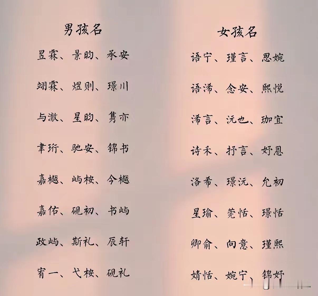 现在的年轻父母真的很有才，我们当年就想不到这么好的名字。