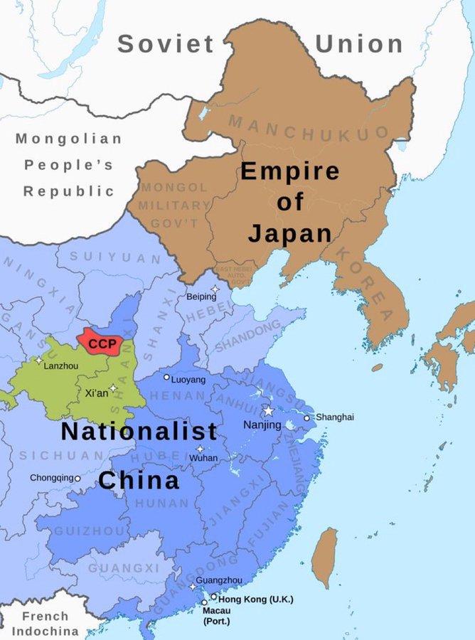从图上那个小小的红色延安开始，一步一步走向全国，又一步一步走到今天，想想真