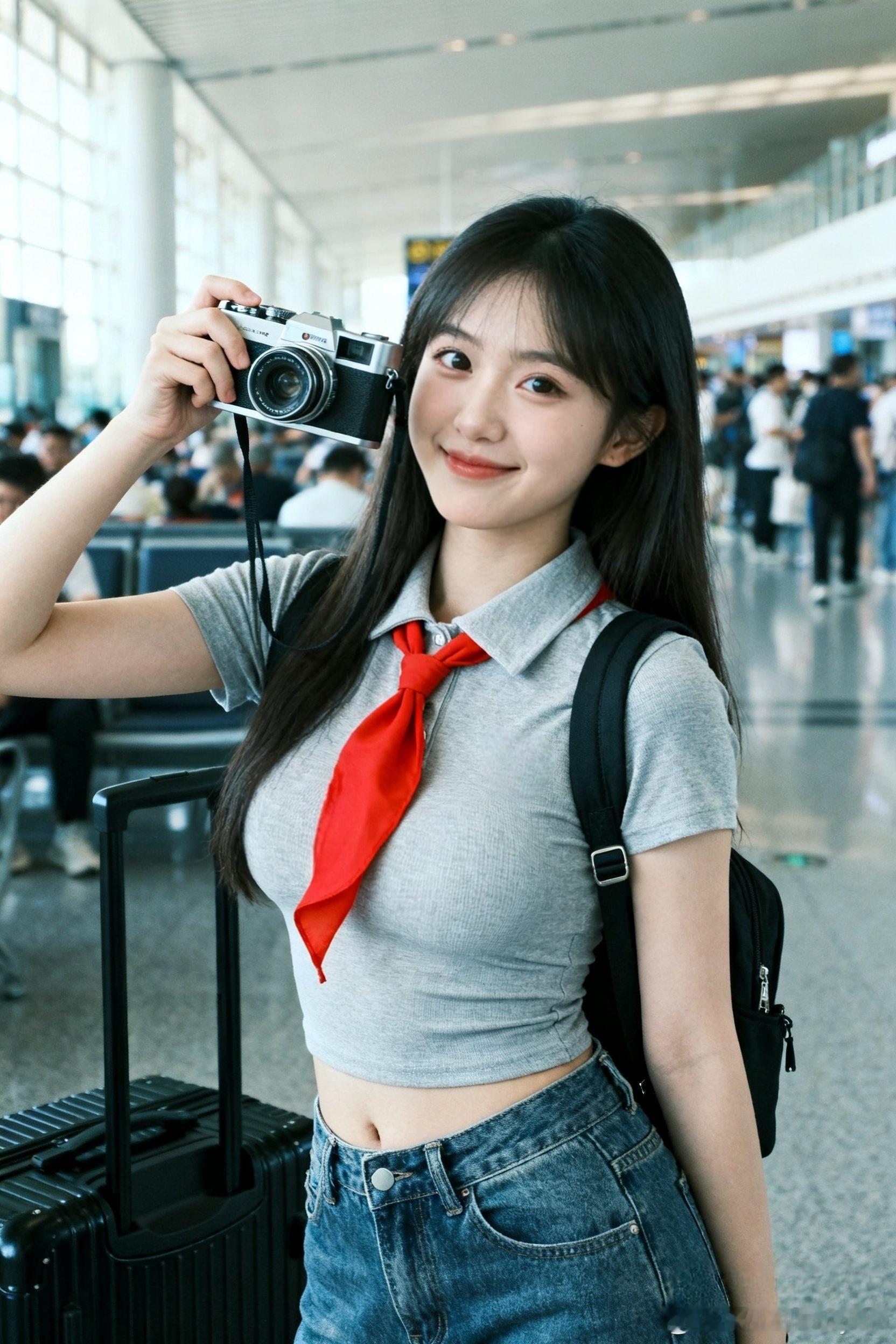 永远爱少女感的机场穿搭，OOTD✈️如果回到学生时代，大约就是这个样子！简简单单