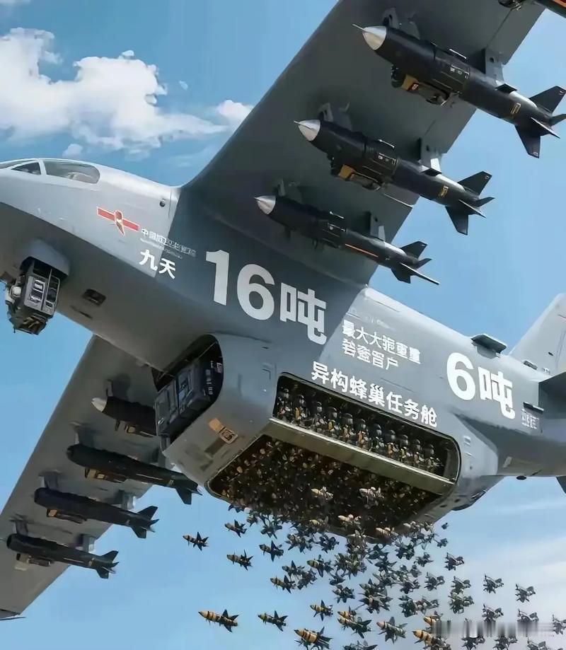 无人化作战天空航母九天搭乘海上航母076076型两栖攻击舰，特别是其首舰