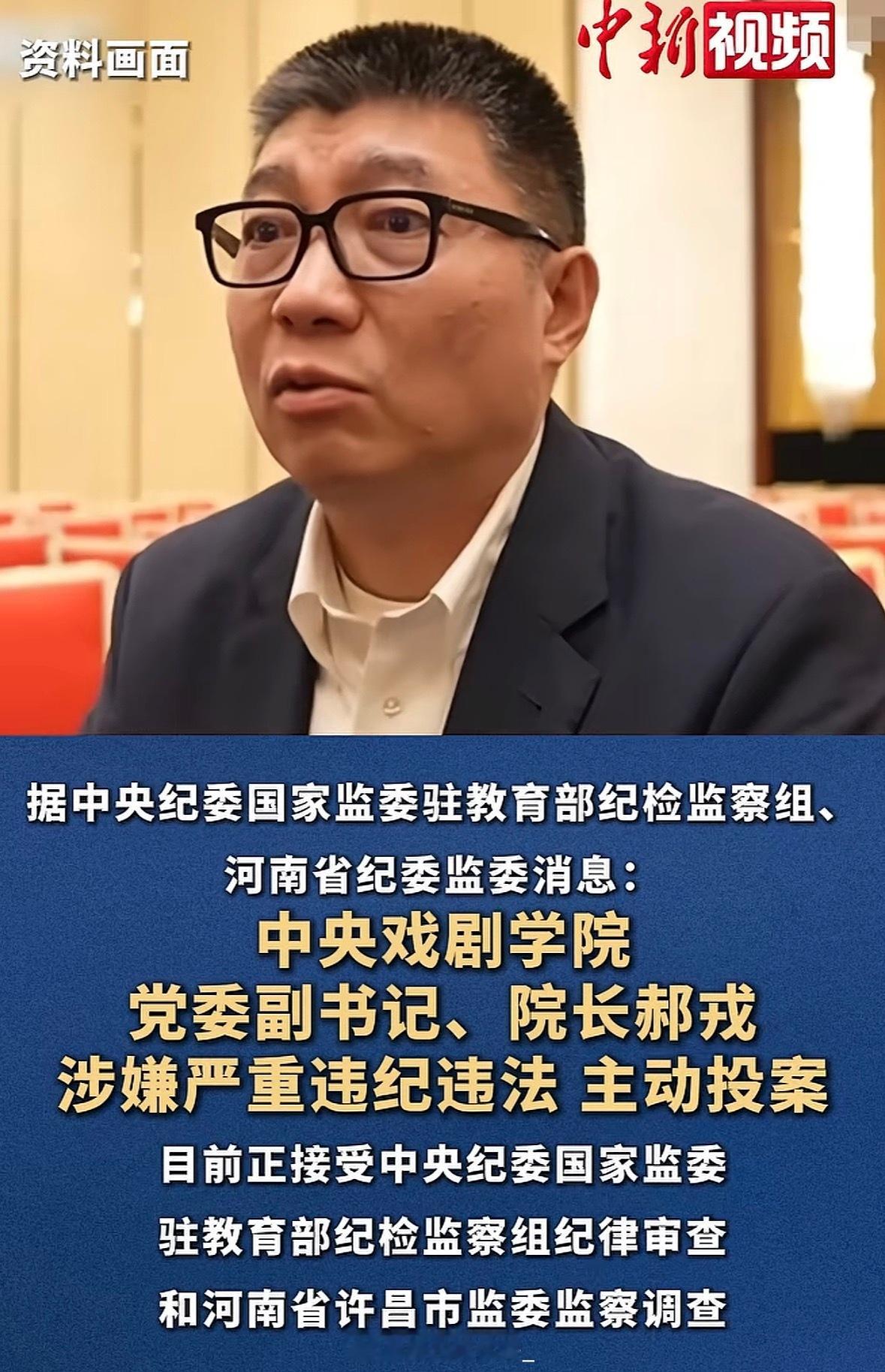 那几个头部艺术院校早该查了。中戏院长郝戎被查