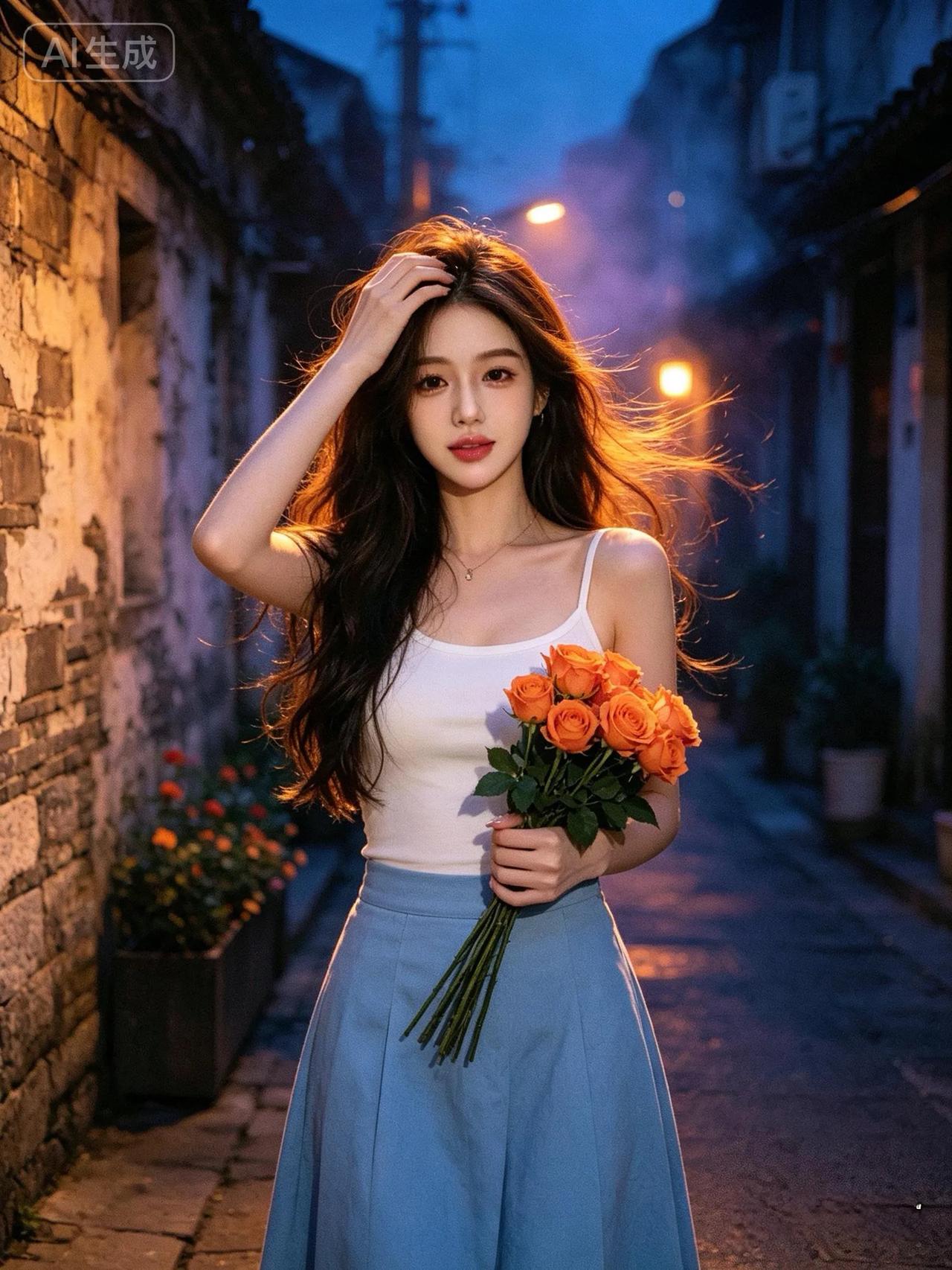 原创七绝●乡愁慰藉夜色柔和罩古村，街灯照亮每家门。儿时伙伴今何处，