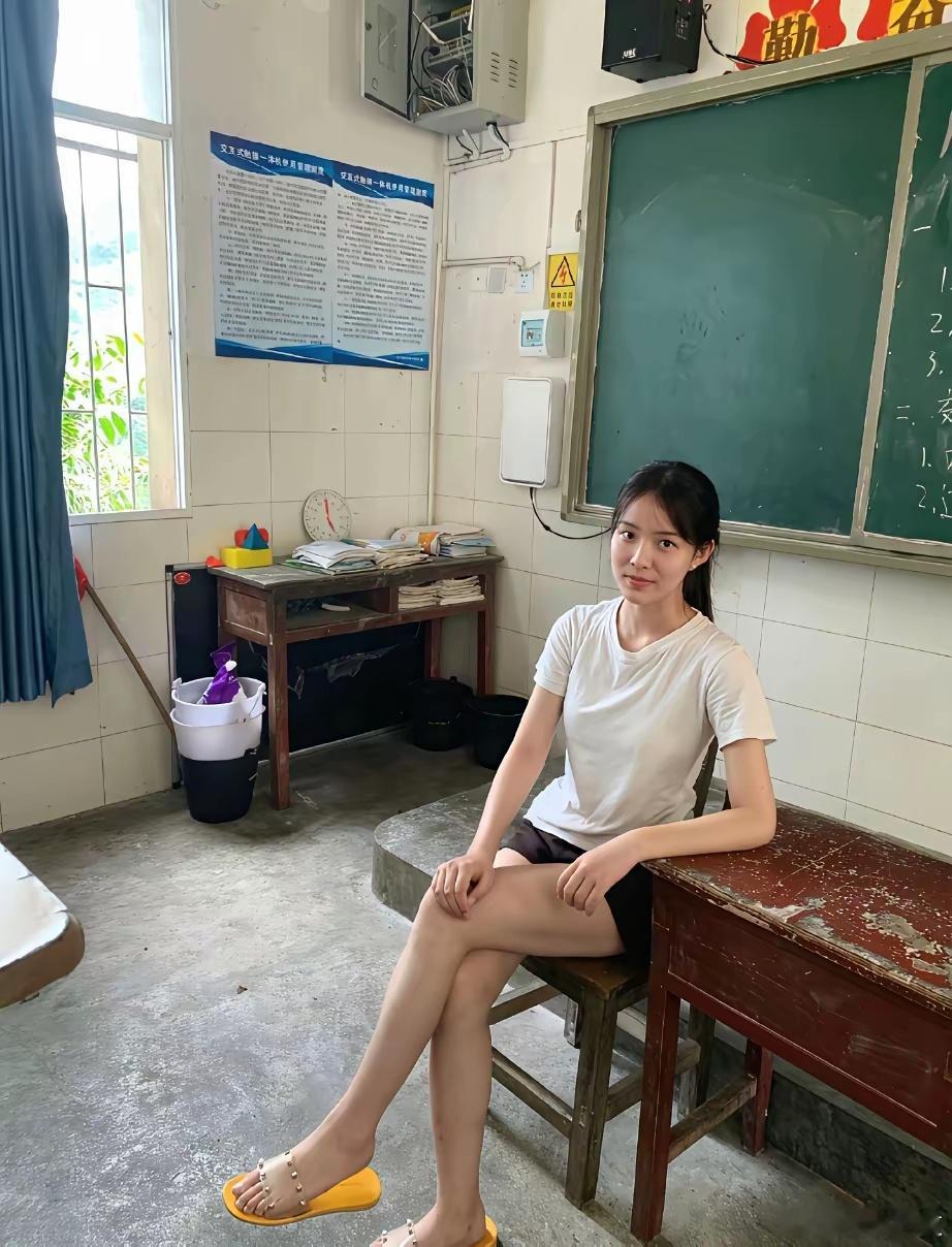 小学有这么年轻漂亮的老师，怕是要严重偏科。