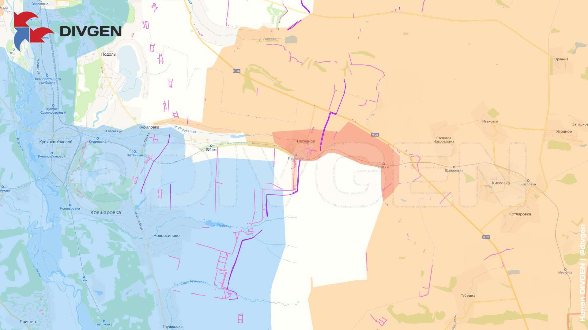 哈尔科夫州库皮扬斯克方向，俄军西部集群称，突击队已控制库皮扬斯克东南地区的佩沙诺