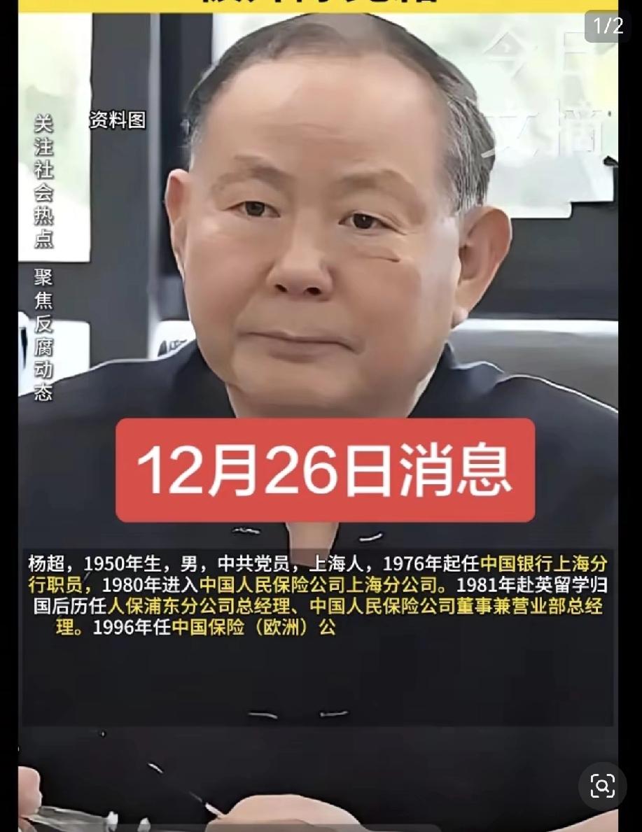 中国人寿原总裁杨超被开除党籍，涉嫌受贿等罪金融央企高管杨超严重违纪违法被双开