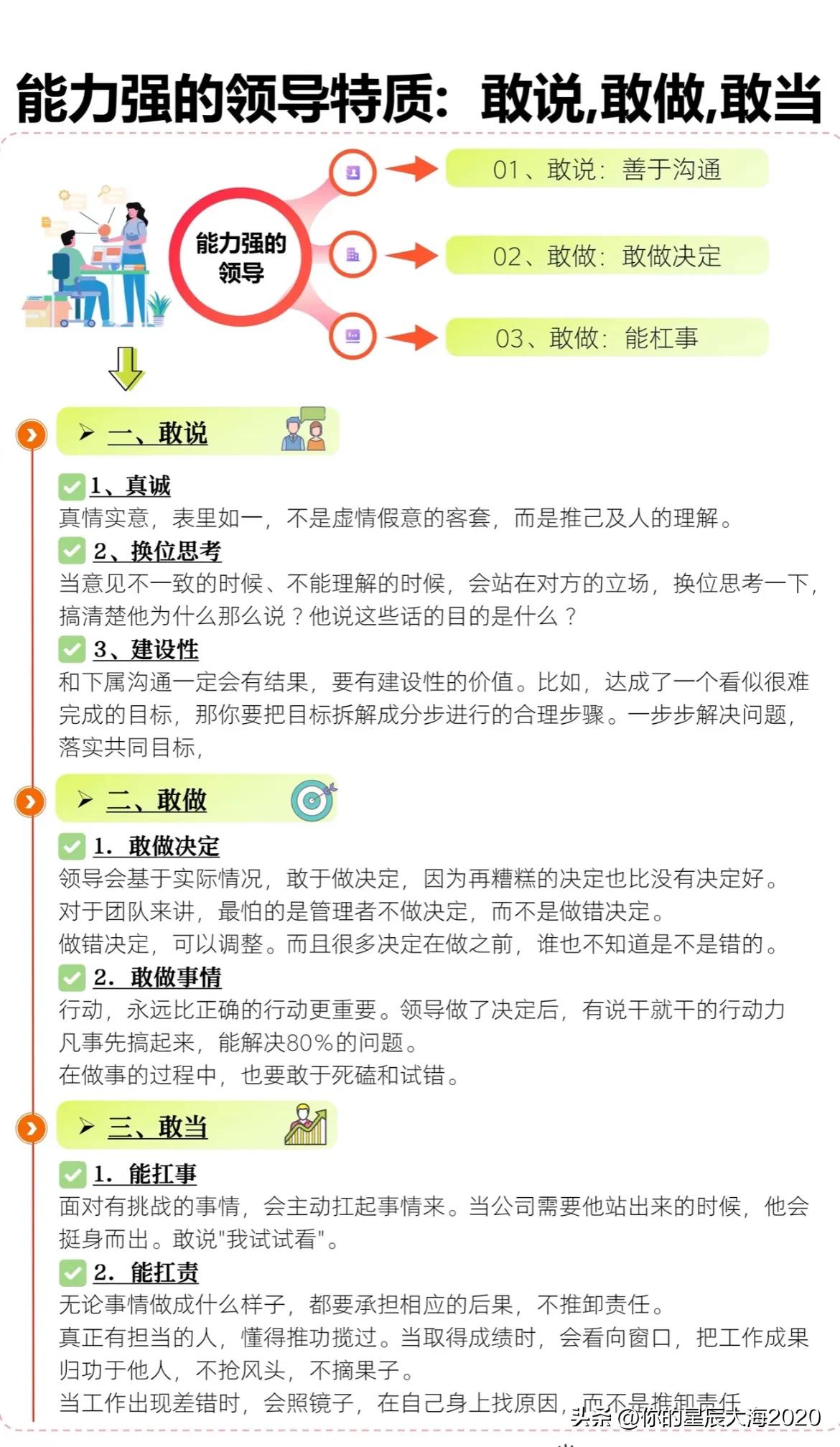 能力强的领特质：敢说、敢做、敢当