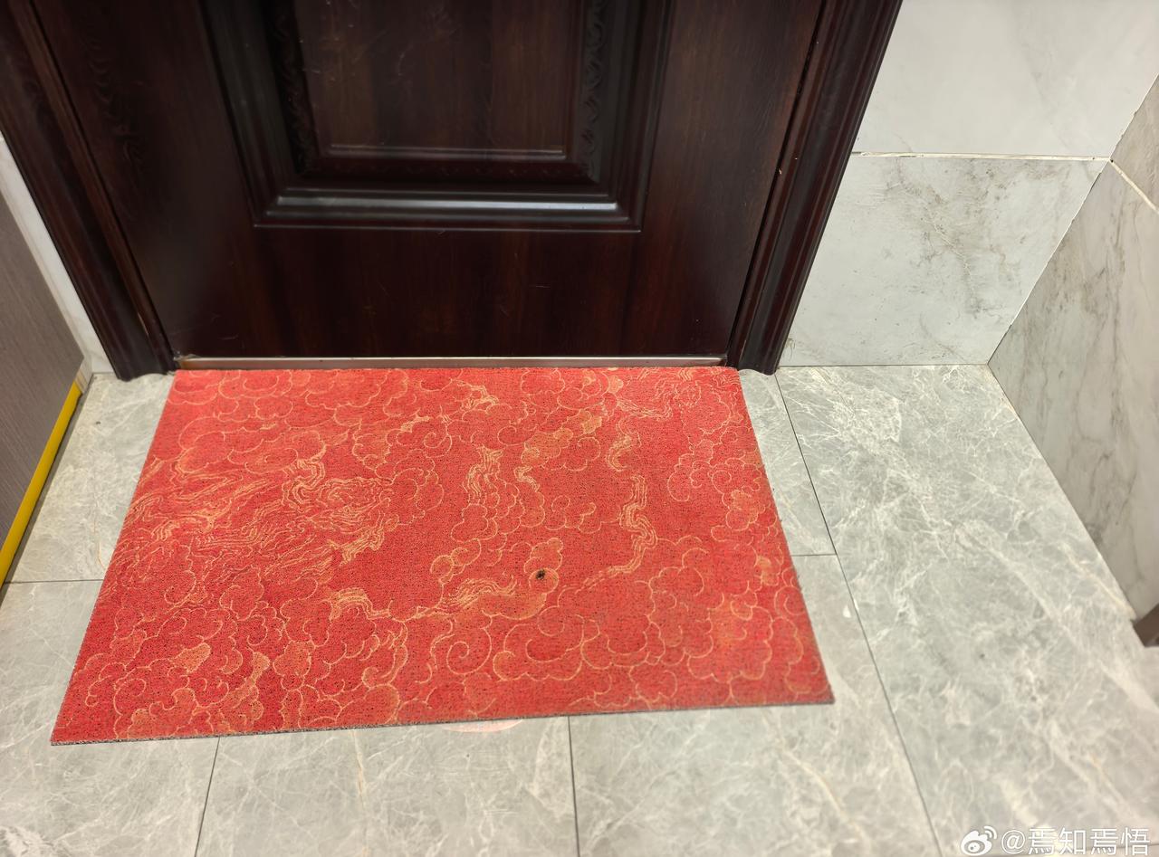 早晨出门发现门口的地垫上有一处黑疤我以为是污渍，近看是烟头烫过的新疤。​中午1
