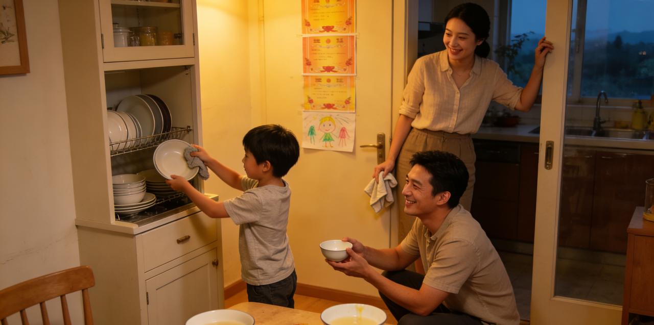 想让孩子有出息，就三招：​一、多让孩子做家务。​二、每天认真听孩子说话。​