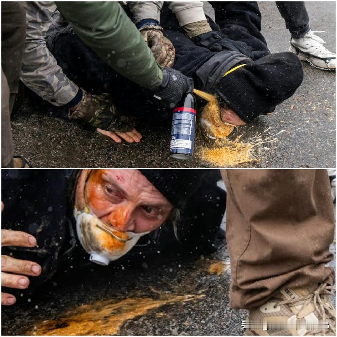 ICE镇压美国老百姓真的是太狠了，对着脸喷​​​什么是斩杀线？这就是！美