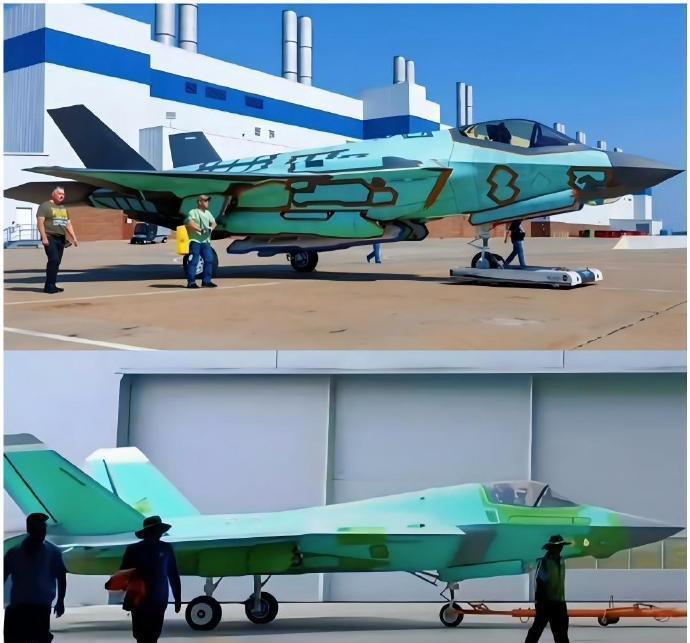 F-35和歼-35绿皮状态下的比对，从这图不难看出F-35确实是太胖了，相比之下