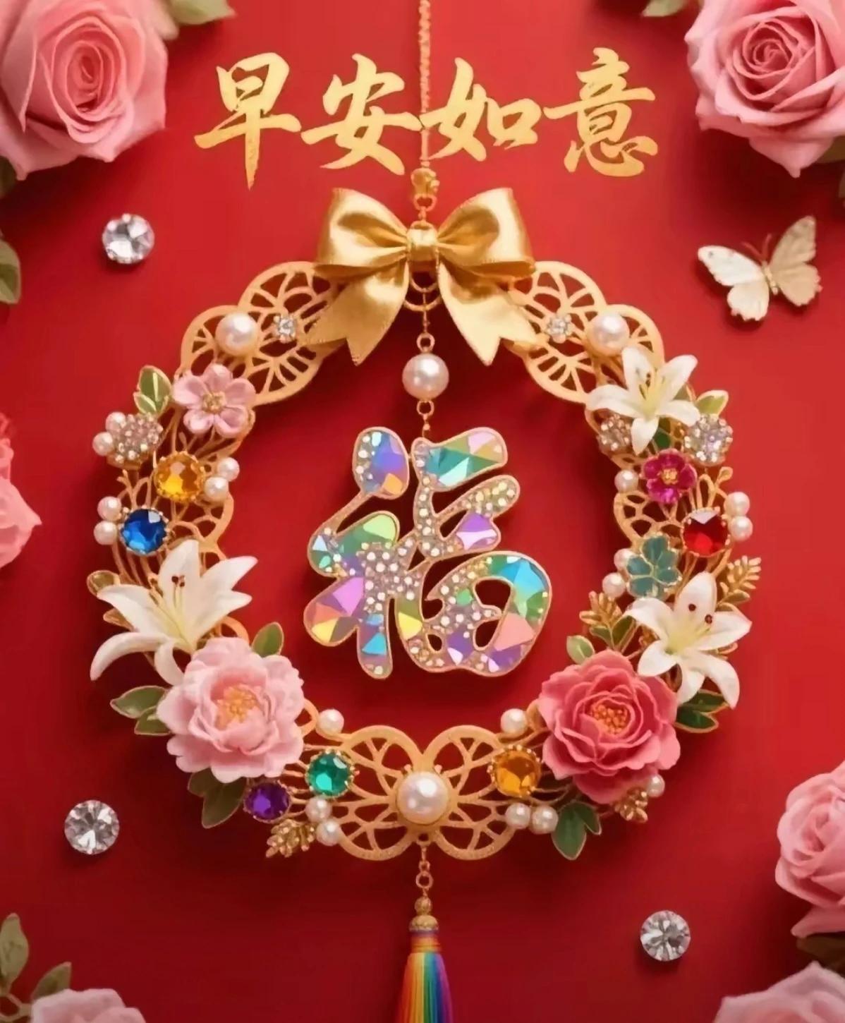 岁除烟火辞旧岁，晨光破晓启新程。风拂柳眼萌新绿，雪映梅梢缀浅红。愿借东君