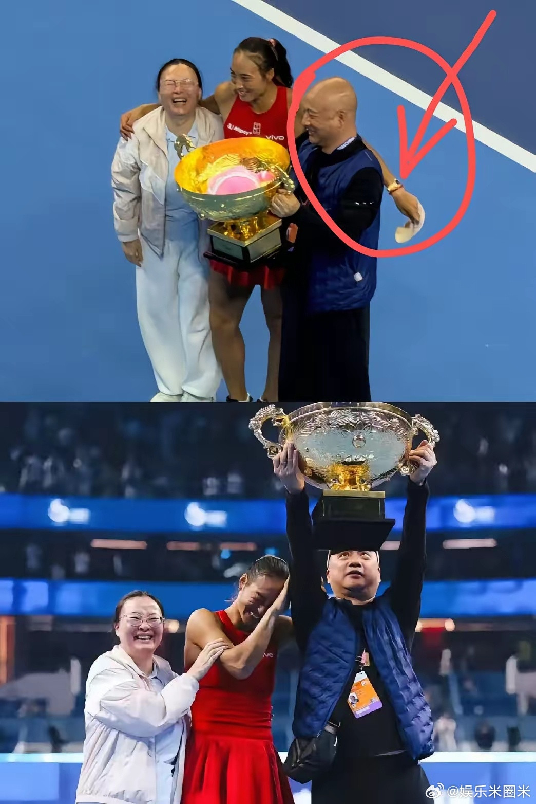 原来不是郑钦文不懂事是我们不懂事了哈哈哈哈昨晚看到郑钦文突然把她爸爸帽子扯掉，还