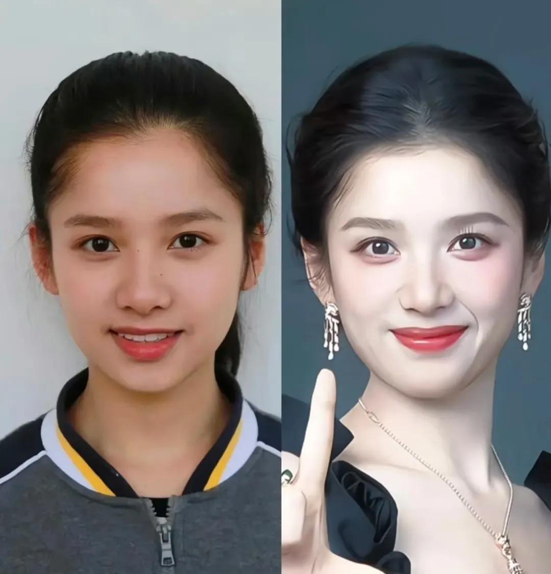 张婧怡你怎么能从小到大都这么美啊而且这头长的太完美了，拥有高颅顶和立体的五官