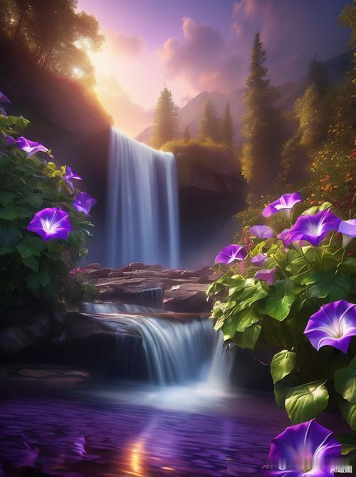 上联：一溪流水载飞花，下联：半江落日送晚霞，下联：万壑松风迎远客。