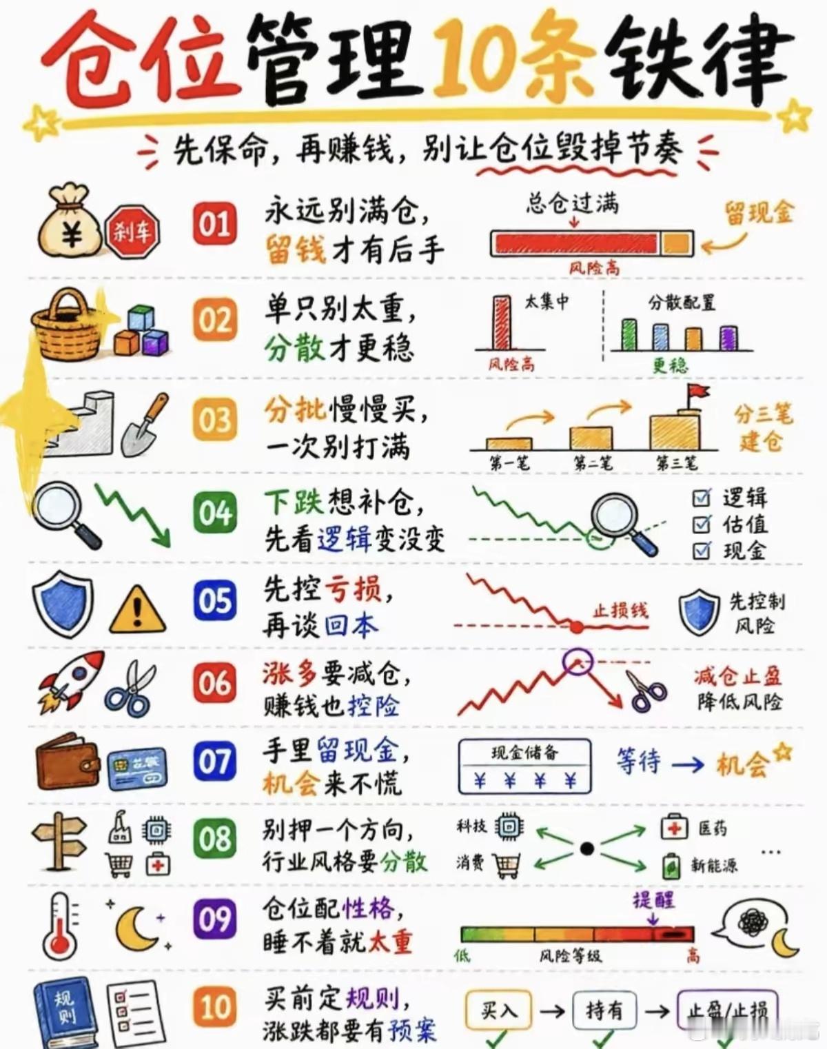 炒股亏钱大多栽在仓位！10条铁律收好交易先保命再谈盈利，仓位管理是核心。切记拒绝