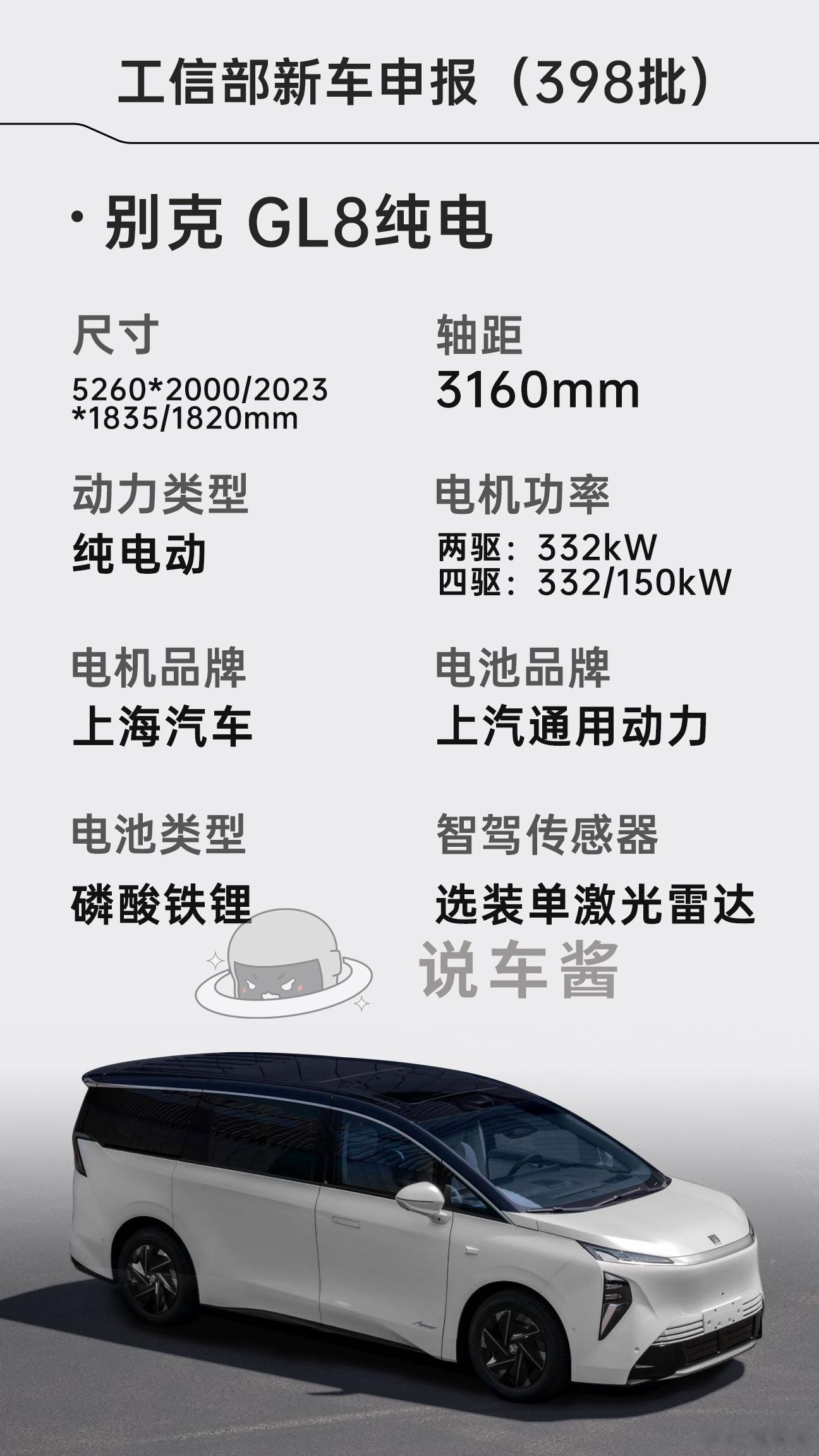 别克GL8纯电版，申报工信部公告GL8GL8纯电新能源汽车​​​