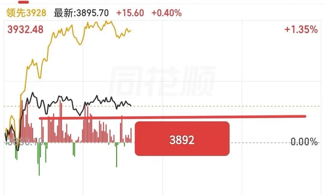 今天没什么可以担心的了，从承接来看，3892点这里就有不错的承接，并且开始出现缩