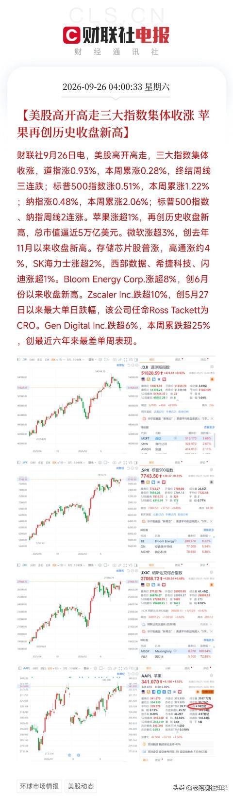 凌晨4点美股收盘，两条消息撞在一起，让我把手里那杯凉透的茶又放下了一条，是美