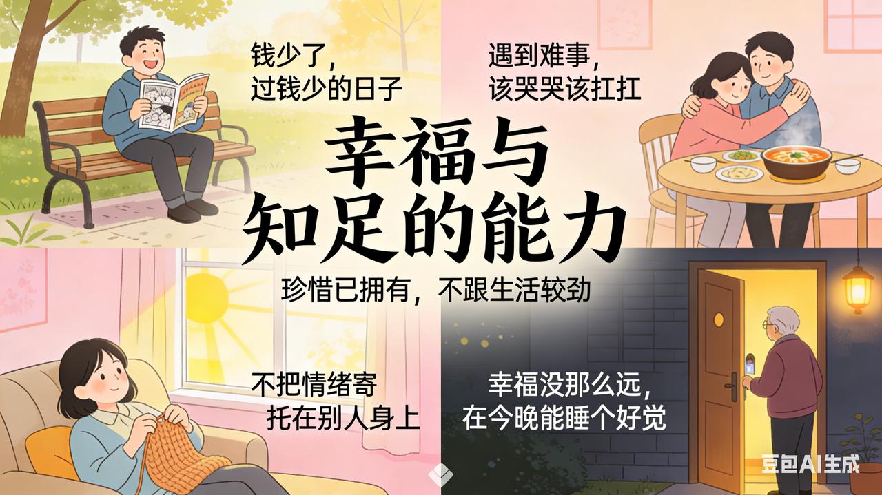 有人说钱，有人说爱，有人说运气。这些都没错，但我越来越觉得，幸福和“知足的能力”