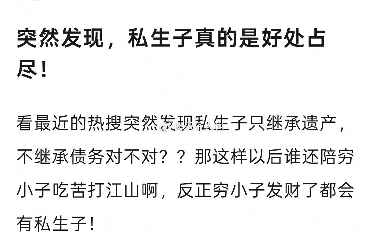 应该说是男人的私生子，女人的私生子可没这待遇