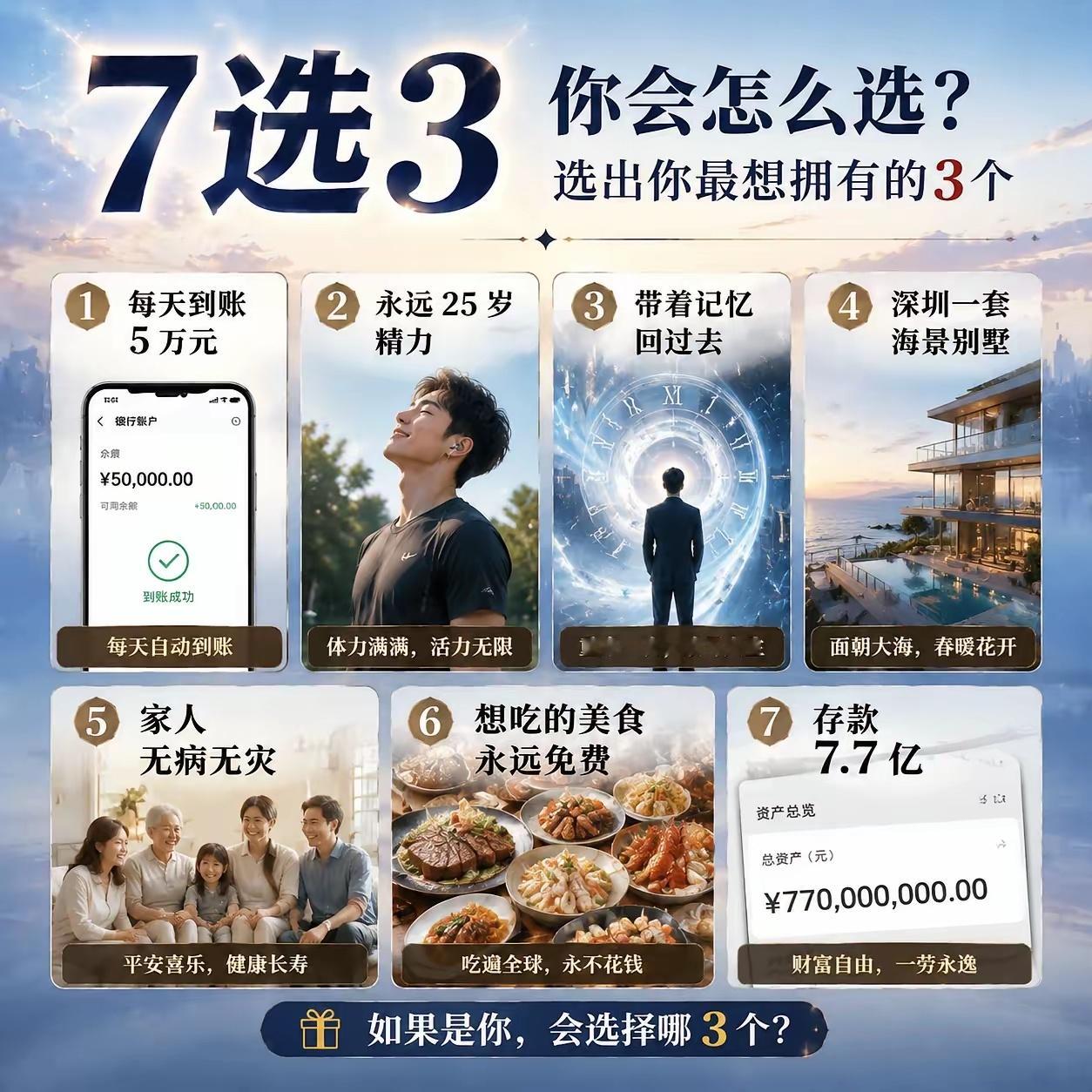 以下这些情况，7选3你会怎么选？