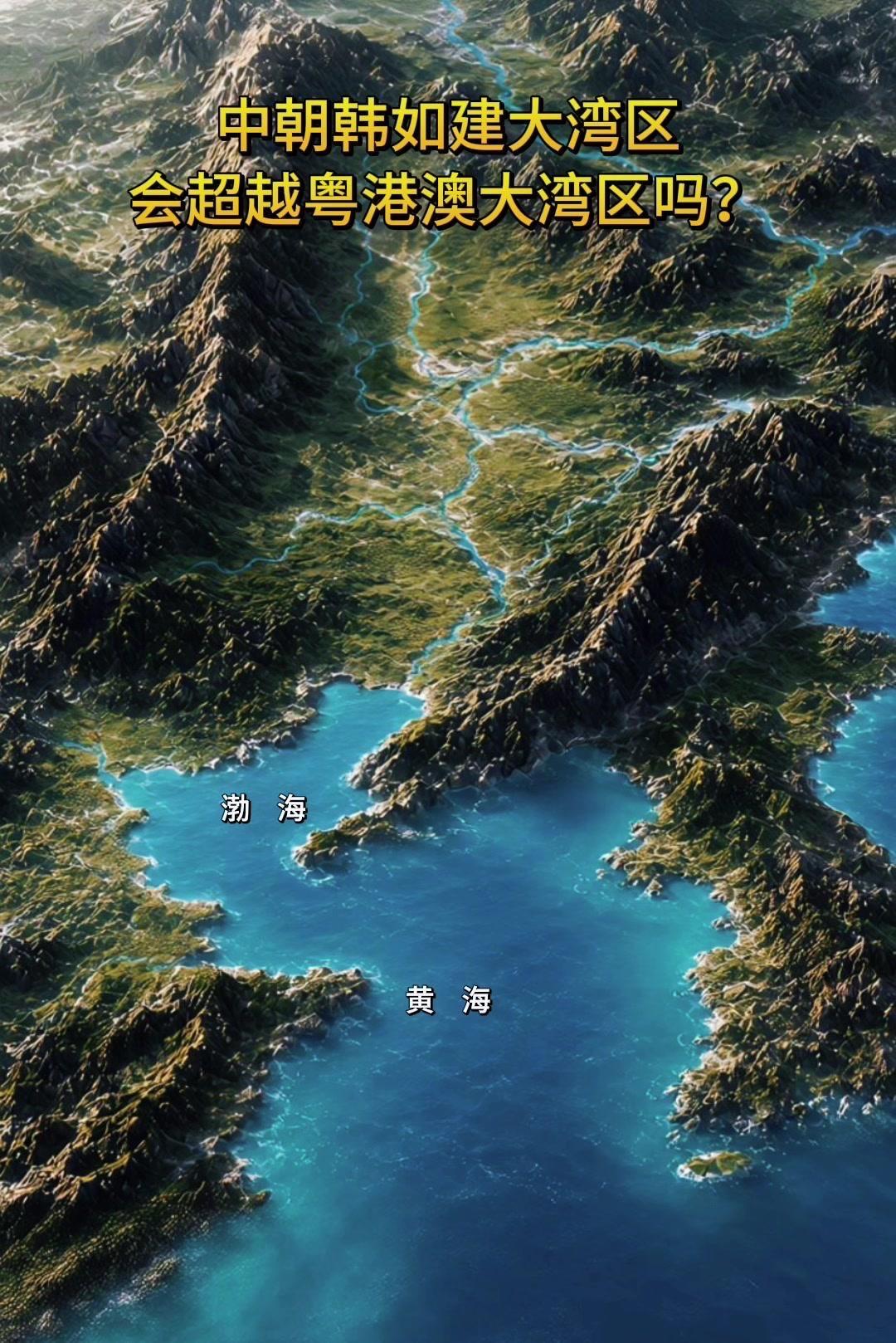 中朝韩建大湾区能超越粤港澳吗？🌍环黄海沿岸覆盖山东、京津冀、东北三省，加上韩国