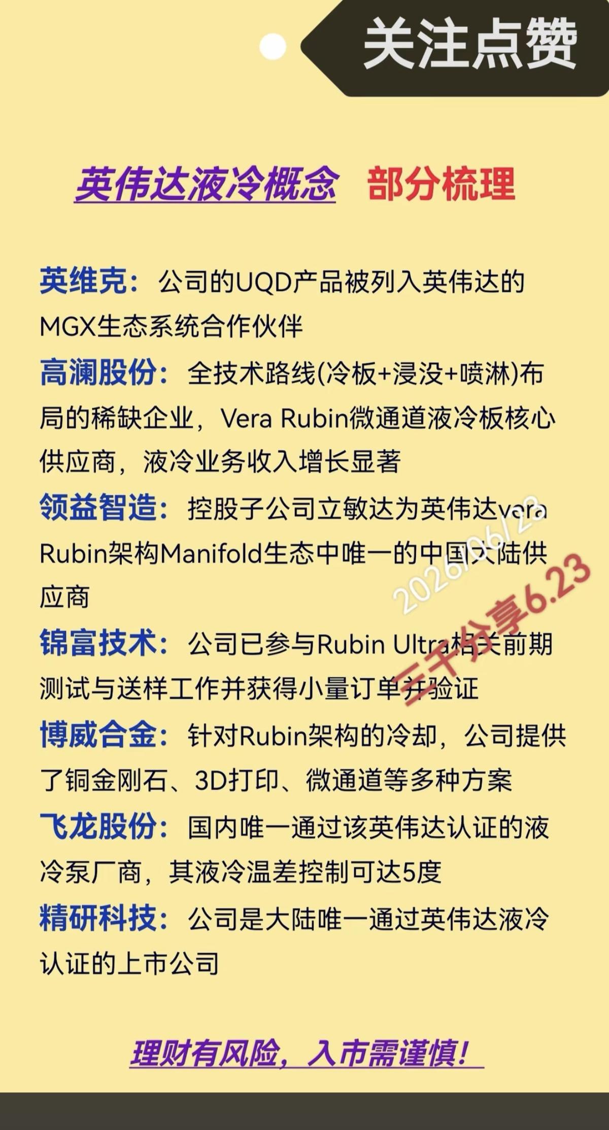 英伟达液冷概念！全面液冷散热来临！当地时间6月21日，英伟达在其官方社交账号