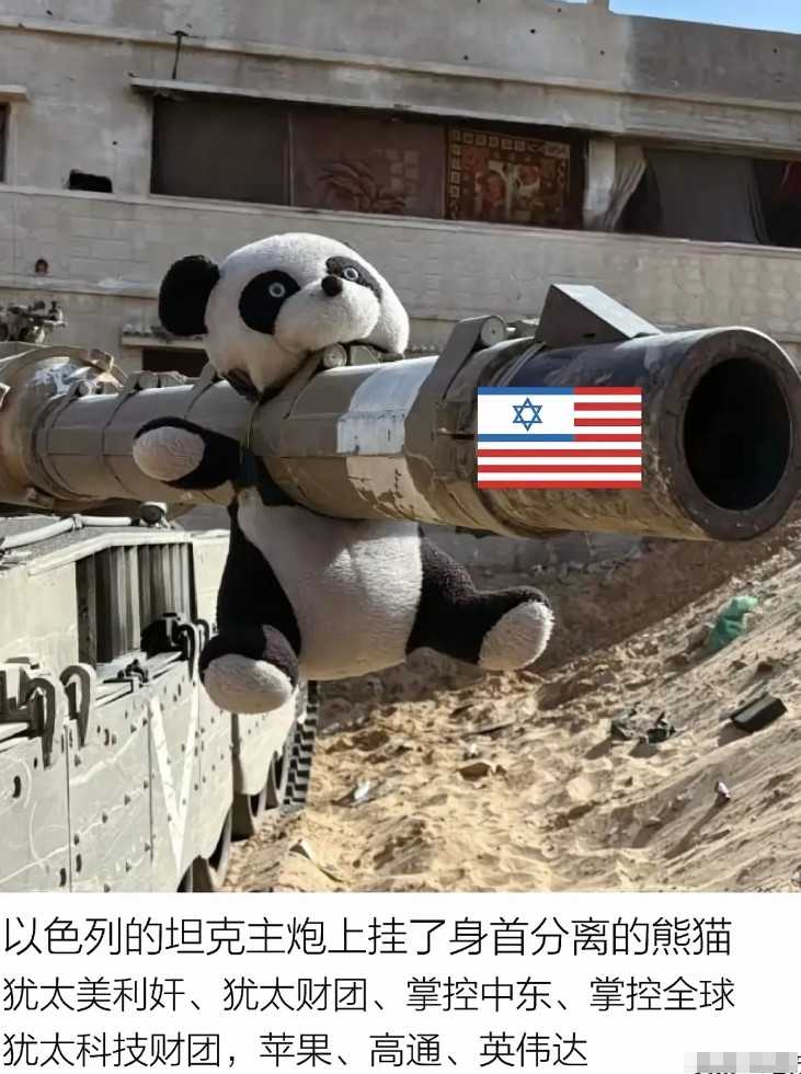 以色列在大炮上挂上了身首分离的大熊猫他要表达什么意思，地球人都知道，不要以为打