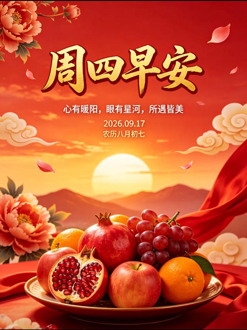 2026./9月17日，周四早安，晨光和煦，福运相伴🍁秋染人间