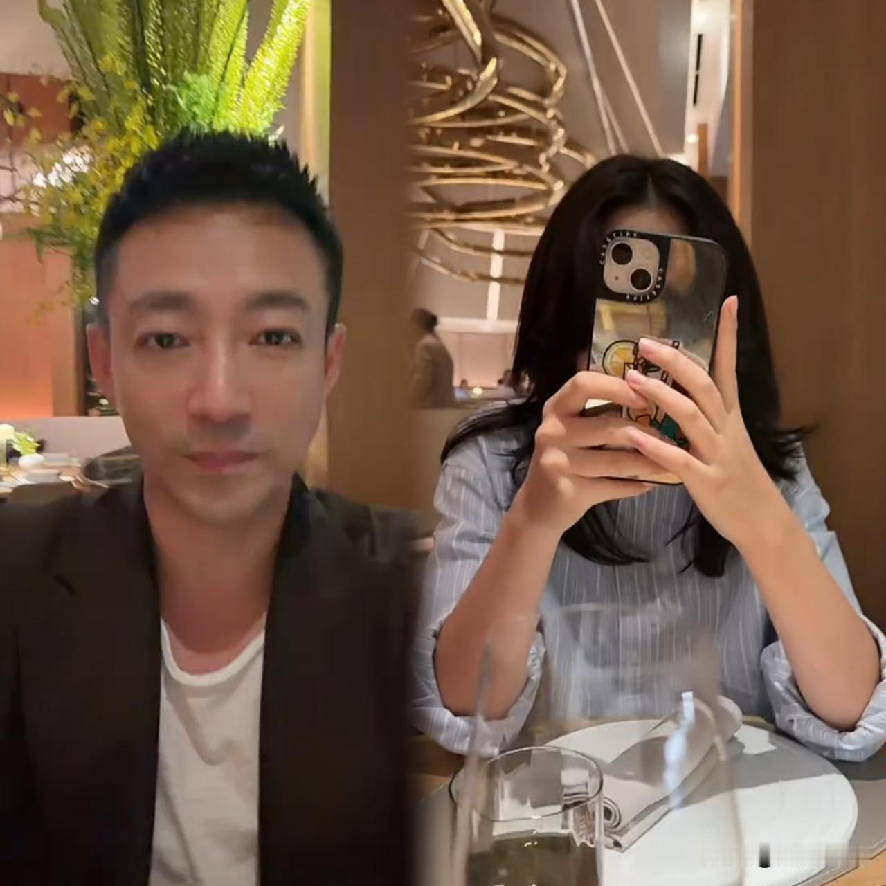 小玥儿和爸爸在香港吃米其林法餐……小玥儿今天穿了浅蓝色条纹衬衫，汪小菲想分享