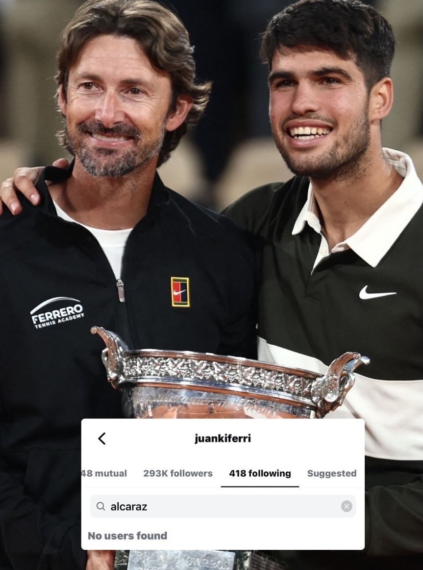 是纯business的行为吗？费雷罗取关了阿尔卡拉斯以及团队的大部分人。唯一还保