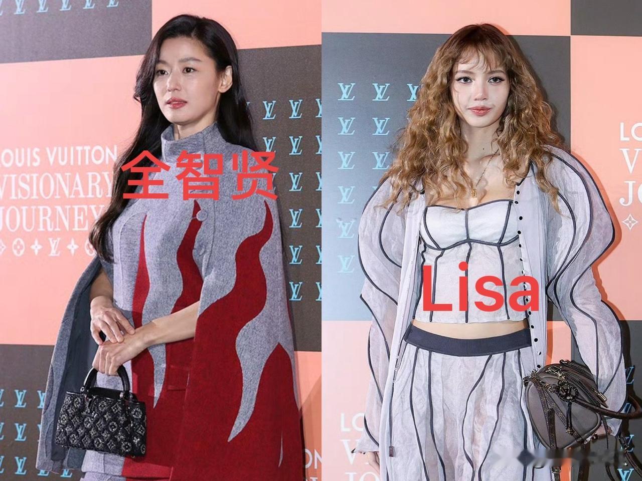 虽然lisa站c位是靠男朋友但是看到站在边上的全智贤，我觉得lisa人家靠