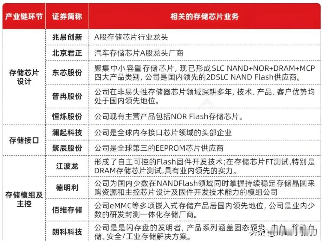 大幅涨价，存储芯片概念股汇总（名单），建议查看2025年第一季度，存储芯片龙