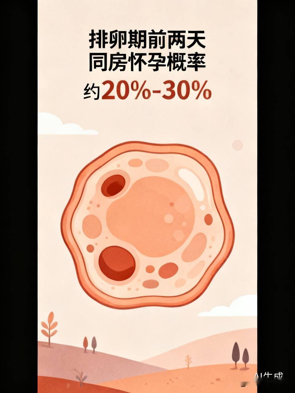 之前特意蹲过妇科门诊的科普，排卵期前两天同房，怀孕概率大概在20%-30%之间，