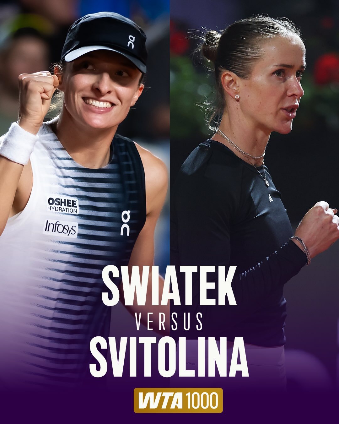 #斯瓦泰克1比2斯维托丽娜#WTA1000罗马站半决赛，4号种子斯瓦泰克4-6