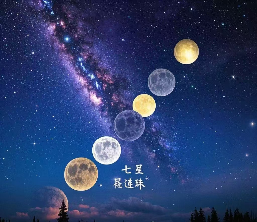 七星连珠2025年2月28日，农历二月初一将现七星连珠，龙蛇之变暗涌，九紫离火