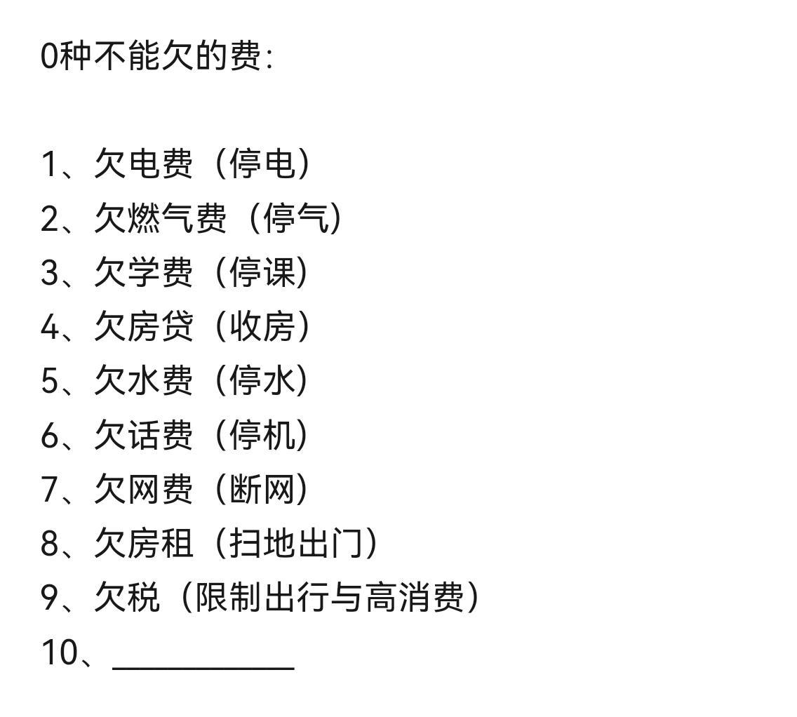 人生不能欠的费，你敢欠哪一种！！！