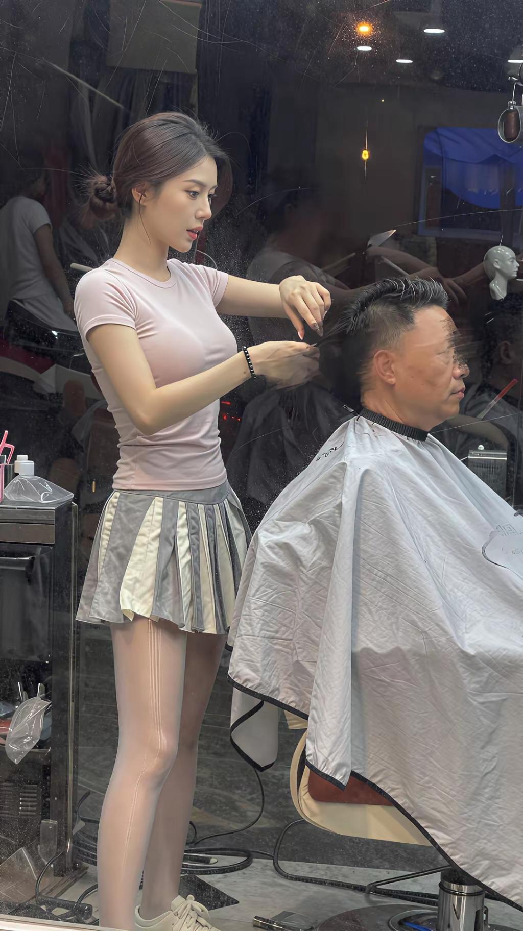 理发💇‍♂️到最后，为什么理发师要换鞋？