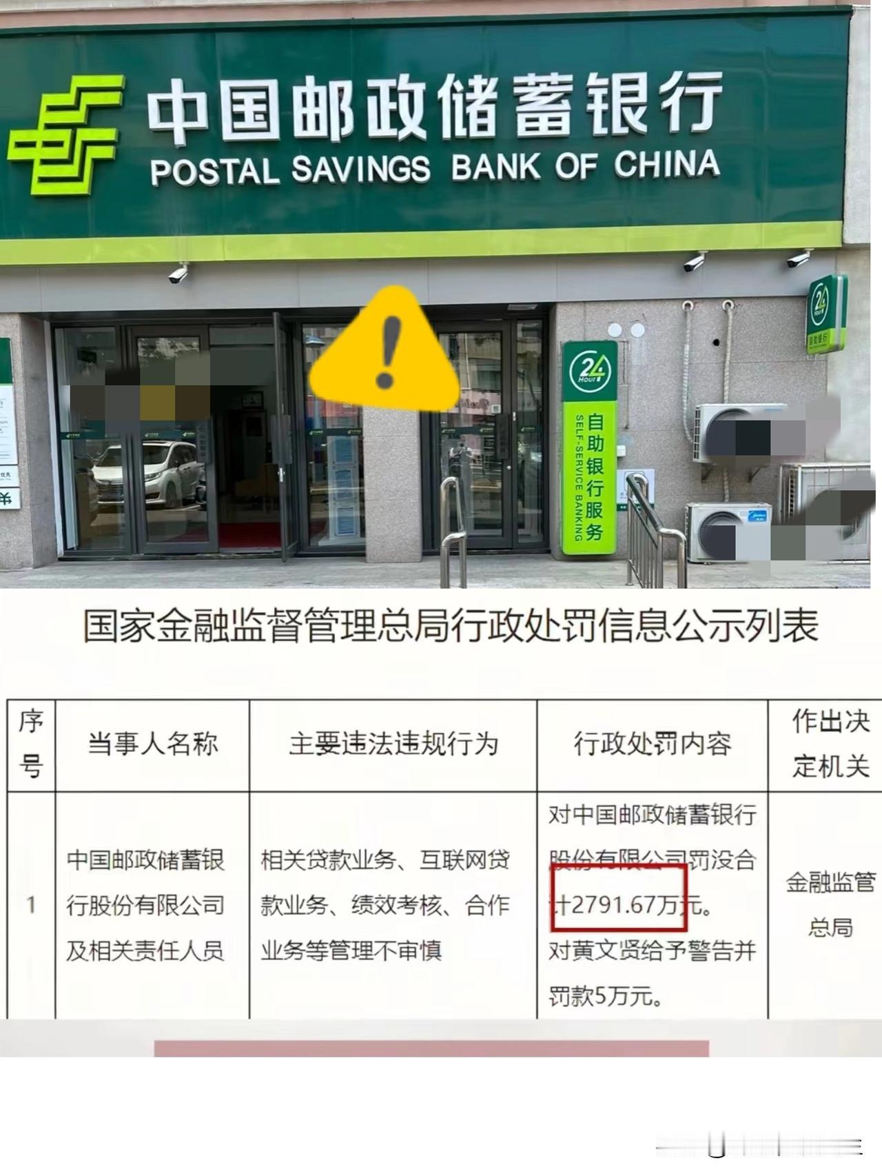 这下真得留意了！邮储银行刚被罚了近2800万，这可不是小数目，无疑是让我们普