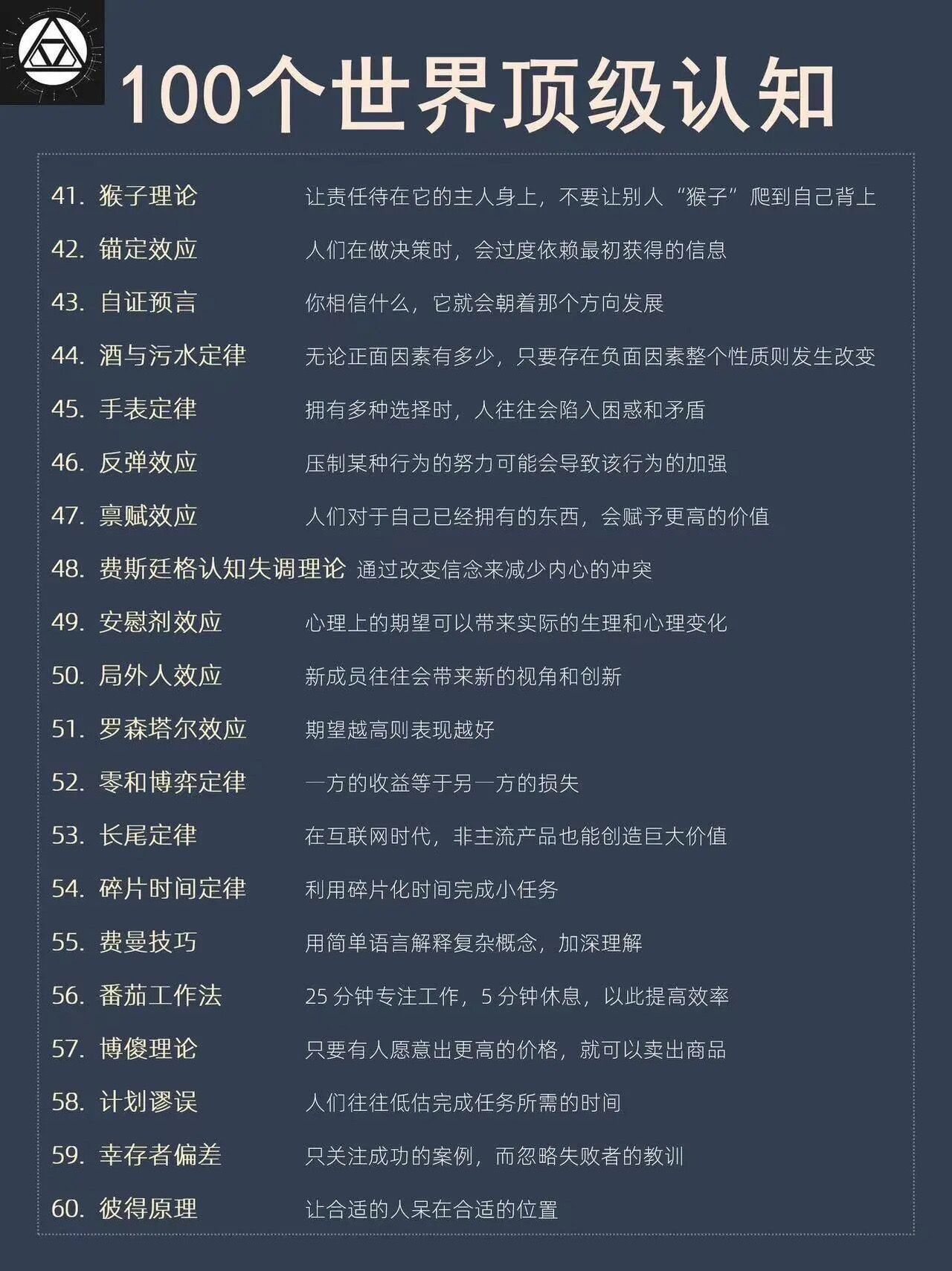 100个世界顶级认知，这篇帖子太涨知识了，看完能进步不少。