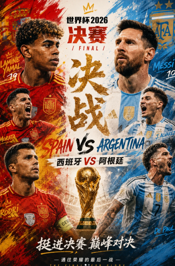 决战！西班牙VS阿根廷！7月20日凌晨3:00，美加墨世界杯决赛，西班牙VS
