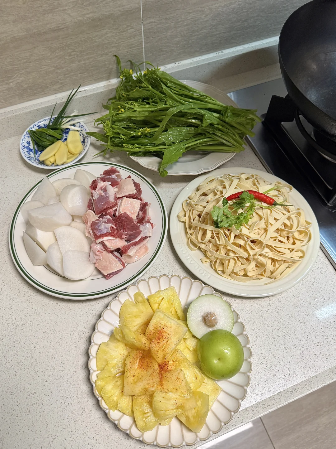 二人晚餐｜萝卜炖牛腩🥩凉拌豆皮丝🥗清炒菜