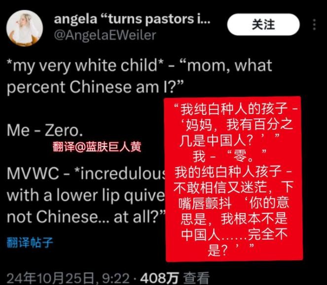 白人儿子以为是中国人崩溃了