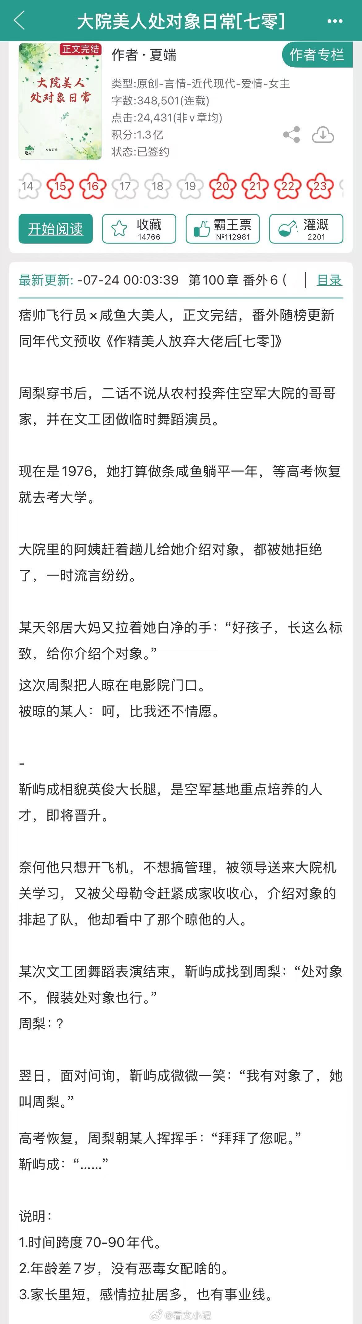 让我熬夜看完的宝藏小说我的书适圈《大院美人处对象日常》【作者】夏端【类型