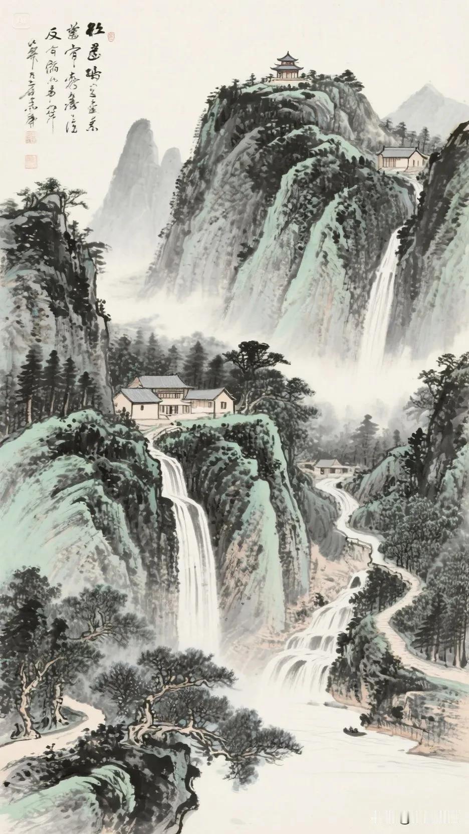 【中国画】山高水长，古道悠悠。春日生活打卡季国画山水什么体现功力?水墨／焦墨