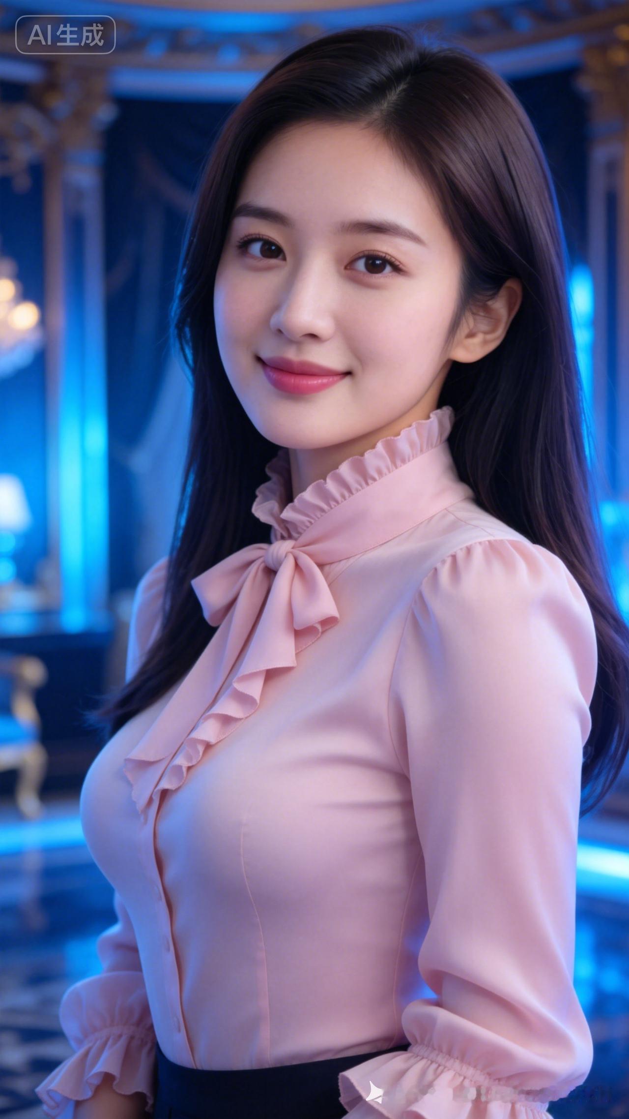 优雅粉色衬衫，甜美蝴蝶结，气质满分！💖✨