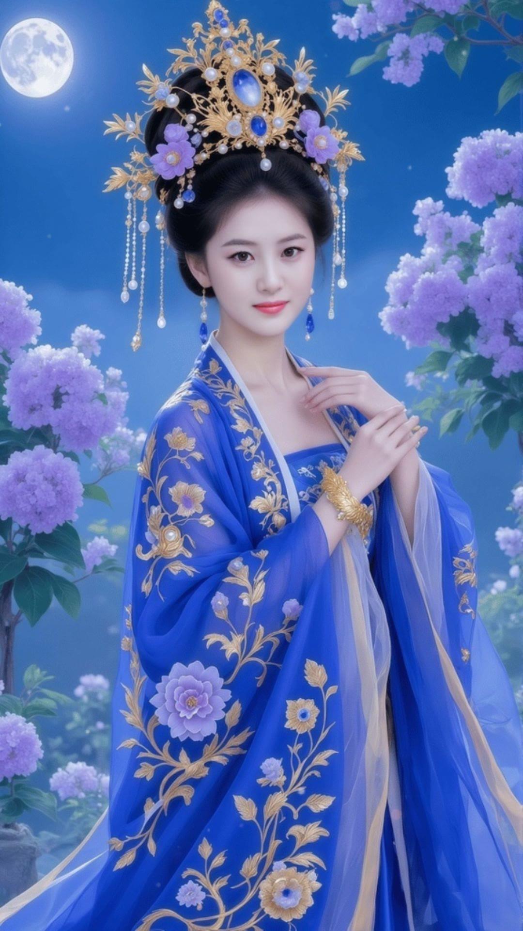 梦幻古风美人，花海中的仙子