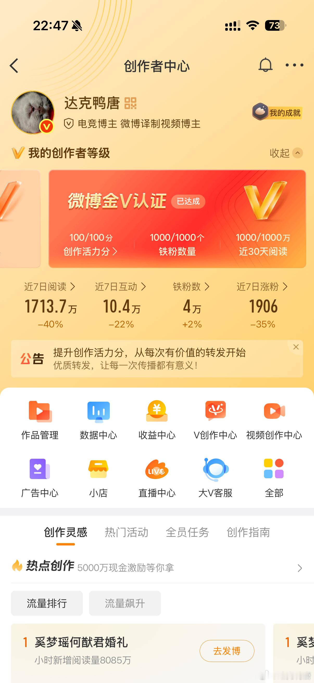 这个创作活力分就是说我是个真人的意思么？我觉得微博这几年新出的东西都有点别扭，想